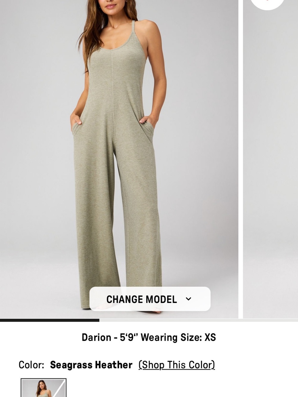 NWT Fabletics Seagrass Heather Wide-Leg Jumpsuit - Grey